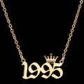 Golden 1995 lucky year necklace with crown pendant for women in minimalist style - 1995 / Gold