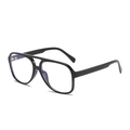 Montatura aviator nera a doppio ponte con lenti trasparenti grandi e finitura lucida elegante - Montatura Nera Anti-Luce Blu