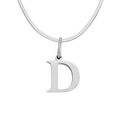 Elegante collana con ciondolo lettera D d'argento e una catena piatta a serpente - Lettera D / 1 Pezzo / Colore acciaio