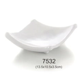 Melamine small round dipping sauce dish in white curved wave design, size 13.5x10.5x3.5cm - 4 Inch Rhombic Oil Dish