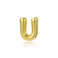 Detailed view of polished 18K gold letter U pendant with 3D puff balloon style texture - Letter U (Pendant)
