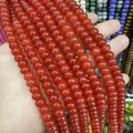 Close-up of polished red agate abacus beads for DIY jewelry and bracelet making - Optimized Red Agate / 5*8mm (approx. 73 pcs/strand)