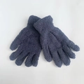 Close-up of thick dark grey coral fleece gloves with elastic ribbed wrist cuffs - One Size / Dark Gray