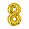Golden foil balloon in the shape of number 8 with metallic finish for birthday party decor - 40 Inch Number 8-Gold