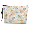 Floral watercolor makeup bag with black zipper and wristlet strap for daily organization - 17*25cm / Watercolor Floral Pattern (Style 1)