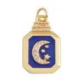 Deep blue enamel star and crescent moon pendant with gold finish for necklaces - Gold Octagonal Blue Moon Star