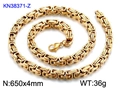 Goldene 4mm Byzantiner-Kette aus Edelstahl mit Karabinerverschluss und sicherem Glied-Design - Goldfarbe 65cm (KN38371-Z)