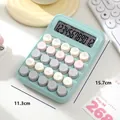 Modern mint green scientific calculator with colorful round keys and 12-digit display - Mechanical Button 12-Digit Green 817s