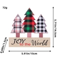 Décoration de Noël en bois avec sapins à carreaux et socle JOY to the World - Sapin de Noël