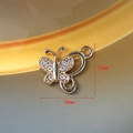Gold butterfly pendant with clear rhinestones for DIY jewelry making 18x22mm size - 131 Gold