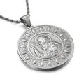 Pendente medaglia di San Benedetto in argento con catena a corda in acciaio inox - Medaglia Tonda San Benedetto Senza Catena (KP80833-Z) / Argento