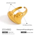 Irregular heart-shaped adjustable stainless steel ring in polished golden finish - JZ21490G-3D Heart Open Ring