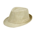 Classic beige straw fedora hat with a woven band for men and women summer style - Adult Size (Approx 58cm) / Solid Color Linen-Apricot Yellow