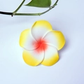 Realistic white and yellow foam frangipani hair clip with red center accent - 4cm / Orange Core Yellow Edge Flower Head