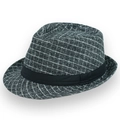 Chapeau Fedora classique gris à carreaux pour hommes avec ruban noir sur fond blanc - Taille Unique 58cm Circonférence / Petit Carreau Gris Clair