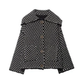 Detail van de zwart-witte gebreide cardigan textuur en houten knopen - S / Zwart/Zwart & Wit