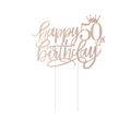 Detail von roségold glitzerndem 50. Geburtstag Tortenaufsatz mit Krone und Sternen - 50. Geburtstag (50) / Roségold