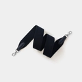 Adjustable navy blue wide canvas shoulder strap with black leather ends and silver metal clips - Blue Silver Buckle / Width 5cm Length 70cm