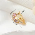 14K gold plated interlocking pendant with pink and purple zircon stones, 18mm size - 14K Gold H-11594 Fixed Link