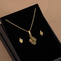 Conjunto de joyas de acero inoxidable dorado con collar y pendientes de serpiente - X474