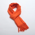 Long bright orange cashmere-feel scarf with elegant fringe tassels for winter warmth - Orange