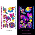 UV fluorescent eagle and scorpion totem arm tattoo sticker with glowing night effect - Fluorescent DWYG-018