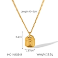 Detail view of gold abstract square swirl necklace with dimensions 2.4x1.87cm and specs - Spiral Square Pendant Necklace (HC-N40344)