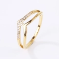 Double-layered 18K gold plated V-shaped ring with zircon stones for minimalist elegance - US 6 / Gold