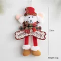 Hanging Christmas plush bear doll with red plaid hat and Merry Christmas tag, 23cm tall - Plaid Hat/Long Leg Design / Style E Bear