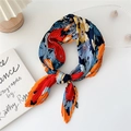 Pleated square scarf featuring vibrant colorful abstract floral patterns and textures - 70cm / Blooming Flowers Print