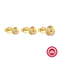 Three pairs of polished 925 sterling silver gold-plated love knot stud earrings set - 925 Sterling Silver/Zirconia / Style #8 Gold - Set of 3 / Gold