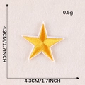 Yellow embroidered star patch for clothing with 4.3cm dimension and 0.5g weight - Yellow Five-Pointed Star (G1L-A-1-4 Iron-On)