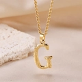 Textured gold letter G pendant necklace with rope chain on neutral fabric background - Gold Letter G (Pendant Only)