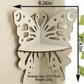 White butterfly corner shelf with celestial cutouts showing 21x26.5 cm dimensions - ms8132 White Butterfly Corner