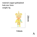 Ciondolo a forma di orso astronauta in rame placcato oro 18K con zirconi e smalto - Orso Astronauta Rosa Giallo Blu-A