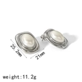 Detalle de pendientes de piedra plateada con medidas 25,2x21mm y un peso de 11,2 gramos - Pendientes de nácar plateado (TE6724-PL-S)