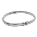Detail of silver spring bracelet featuring a screw clasp and sparkling inset diamond - Steel Color Choker (YS782)