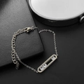 Silver bracelet with three sliding zircons in a rectangular frame for women - Titanium Steel Zirconia Bracelet / Silver
