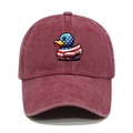 Detalle de gorra de béisbol granate lavada vintage con parche de pato de barras y estrellas - M(56-58cm) / Burdeos