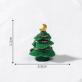 Miniature 3.7cm resin Christmas tree figurine with dark red stripes and golden moon - Style 5 Large Dark Green
