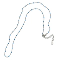 Silver stainless steel necklace with blue enamel beads and lobster clasp closure - Silver Chain Light Blue Beads (SL037)
