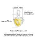 Micro-pave yellow heart zircon pendant in S925 silver with 6x7.6mm size detail - Small (6mm) / Yellow