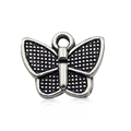 Antique silver butterfly pendant with detailed grid wings and a polished metal body - 17316-11x9mm-0.6g Antique Silver Butterfly