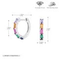 Detailed dimensions and weight of 925 sterling silver square zircon hoop earrings - Silver/Rainbow Zirconia
