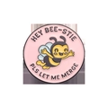 Pink round enamel bee brooch featuring HEY BEE-STIE creative cartoon design - Little Bee Style (XZ9978)