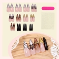 Kit d'ongles French imprimé léopard avec fleurs 3D et motifs zébrés élégants - 24 Pièces/Boîte
