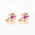 Star-shaped gold earrings with colorful gradient stones and shimmering cubic zirconia details - Star Shape (EH00570)