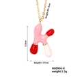 Letter K pendant necklace in vibrant pink and red enamel with a polished golden chain - Letter K Style (N00906-K)