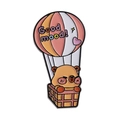 Cute enamel pin featuring a capybara in a Good Mood hot air balloon with striped patterns - Hot Air Balloon Capybara