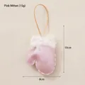 Pink leather Christmas glove ornament with white faux fur trim and rustic hanging cord - H Pink Glove